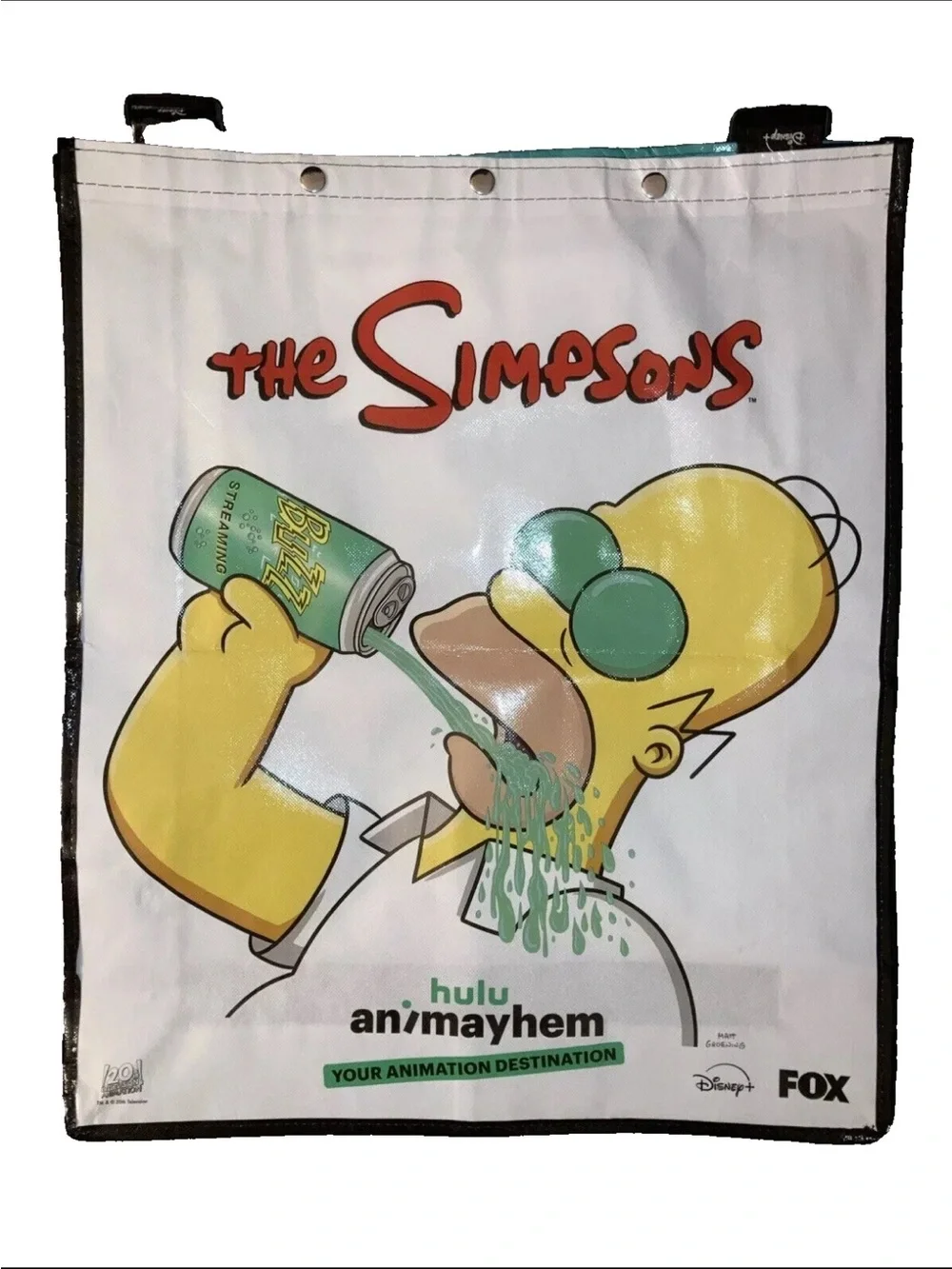Disney The Simpsons Yellow White Green Graphic Garment Bag